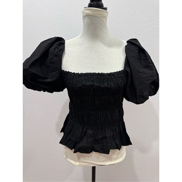 ASTR THE  LABEL women of shoulde blouse black size small puff sleeves - Picture 1 of 9